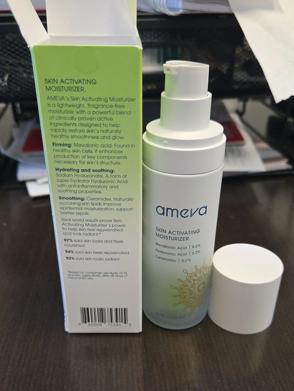 Ameva Skin Activating Moisturizer-NIB-1 fl Oz-Mevalonic Acid-Sensitive Skin